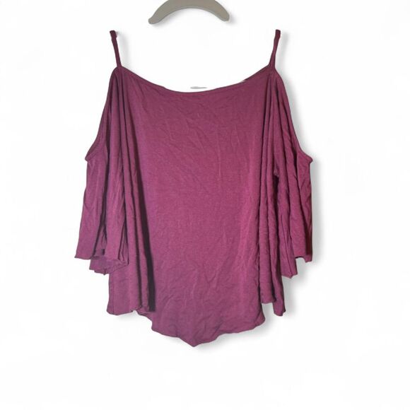 American Eagle Burgundy Cold Shoulder Top Size M - Picture 1 of 5